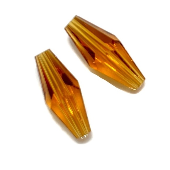 As Low As $2 Topaz Swarovski Crystal Elongated Bicone 5205 15mm x 6mm 2pc - Picture 1 of 2